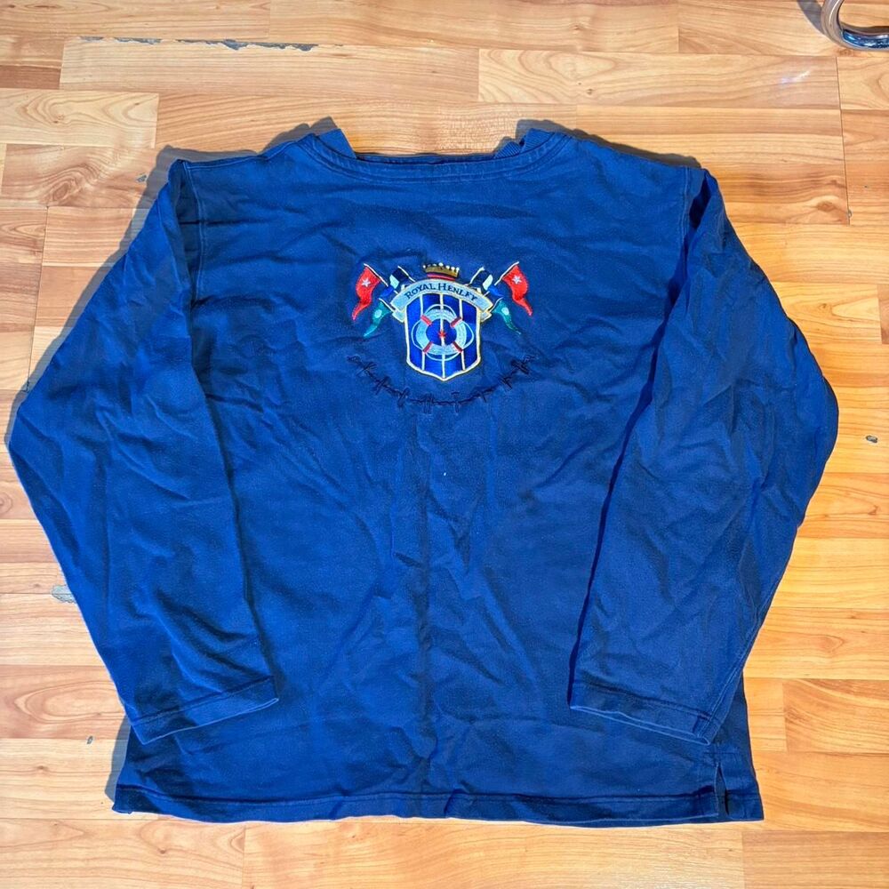 Vintage 90s Abercrombie & Fitch Royal Henley Navy Long Sleeve Tee